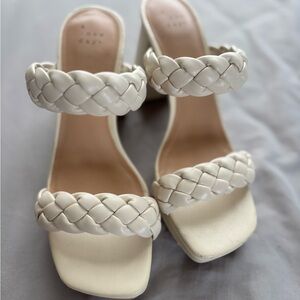 a new day Cream Braided-Strap Block Heel Sandals